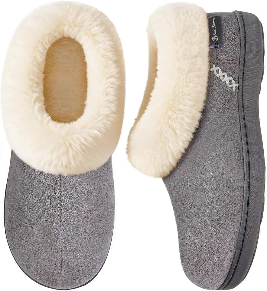 EverFoams Damen Hausschuhe Winter Warm Plüsch Memory-Schaum Rutschfest