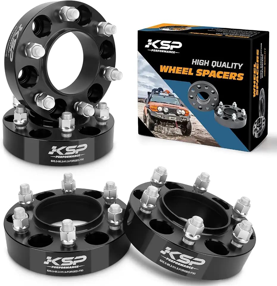 KSP 4PCS 6x139.7 Wheel Spacers for 2023+ Tundra 2024+ Tacoma 2025+ 4Runner, 1.5" 6x5.5 Wheel Adapter with 14x1.5 Lug Studs 95.2mm Hub Bore, Compatible with Toyota-Lexus 6 Lug