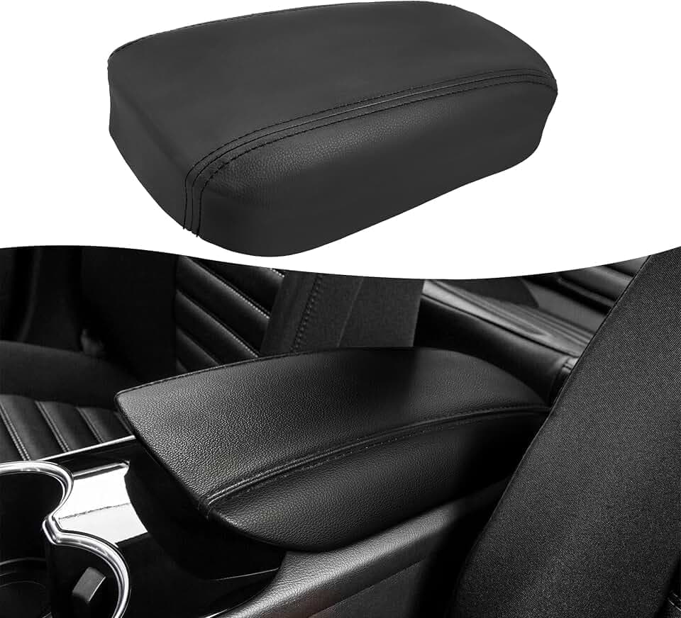 KBH Center Console Armrest Cover Replacement for Ford Fusion 2013 2014 2015 2016, Middle Console Lid Upholstery Accessories, Vinyl Leather, Anti-Scratch, Black