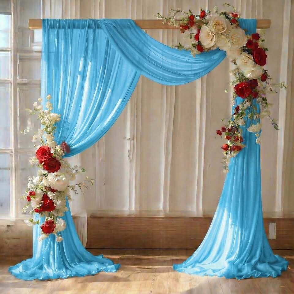 Pack of 2 Wedding Arch Drape Panel Fabric 30" x 30ft - Turquoise