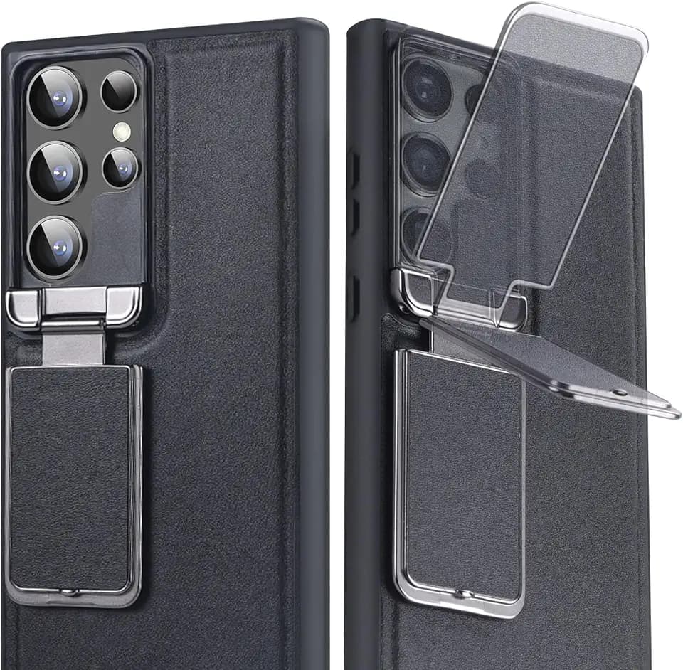 Handyhülle für Samsung Galaxy S24 Ultra Hülle Mit Kameraschutz Ständer [Premium Leder] Handyhülle für Samsung S24 Ultra Hülle Leder Stoßfeste Case, Kameraschutz Cover für Samsung S24 Ultra