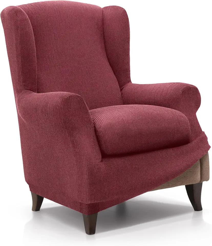 FAVERTI® Elastischer Ohrensesselbezug von 70 bis 100 cm | Modell Reale | Dunkelfuchsia | Verstellbarer Ohrensesselbezug | Qualitätsschutz aus Jacquard-Stoff und Baumwolle