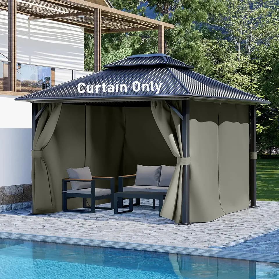 Aoodor Gazebo Curtains Outdoor Waterproof Replacement Sidewalls, 10 x 13 Ft