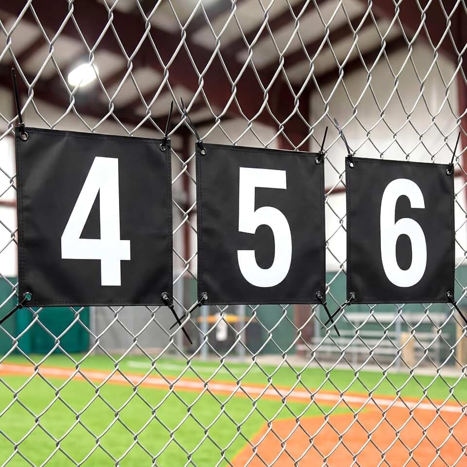 3 Pack Sports Field Number Signs Outdoor Black, Flexible Waterproof,4/5/6