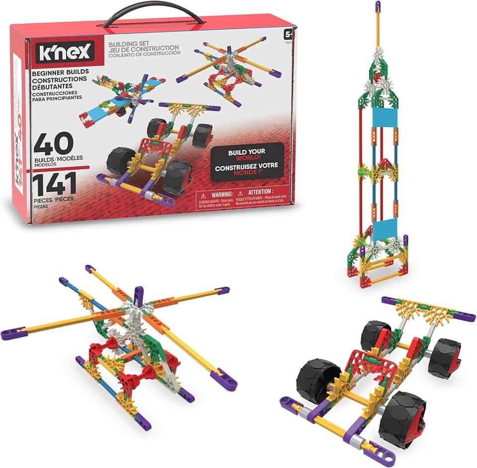 K'NEX 15210 Baukasten für Anfänger mit 40 Modellen, Lernspielzeug für Jungen und Mädchen, 141-teiliges Lernset, Konstruktionsspielzeug für Kinder, Bauspielzeug ab 5 Jahren