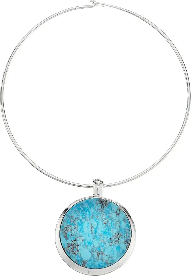 Robert Lee Morris Soho Womens Turquoise Pendant Wire Collar Necklace, Turquoise/Silver 2