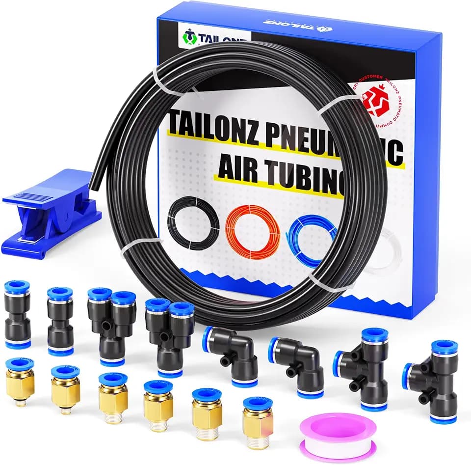 TAILONZ Schwarz 4mm AD 2,5mm ID PU Pneumatikschlauch Steckverbindungen 10M