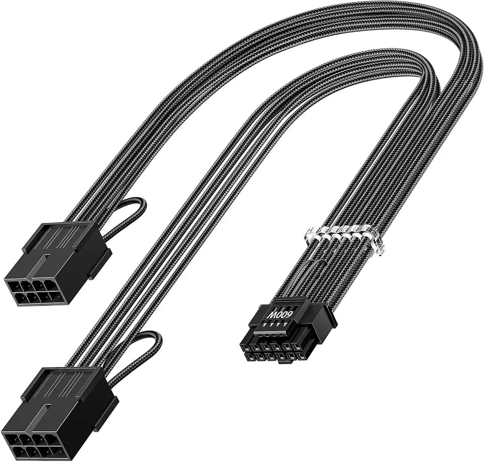 Fasgear 30cm PCI-e 5.0 12VHPWR(12V-2x6) Verlängerungskabel,16(12+4) Pin Stecker auf PCIE 5.0 2x8(6+2) Pin Buchse Sleeved Cable Extension,GPU-Kabel für GeForce RTX 3090ti/4070ti/4070/4080/4090/5070