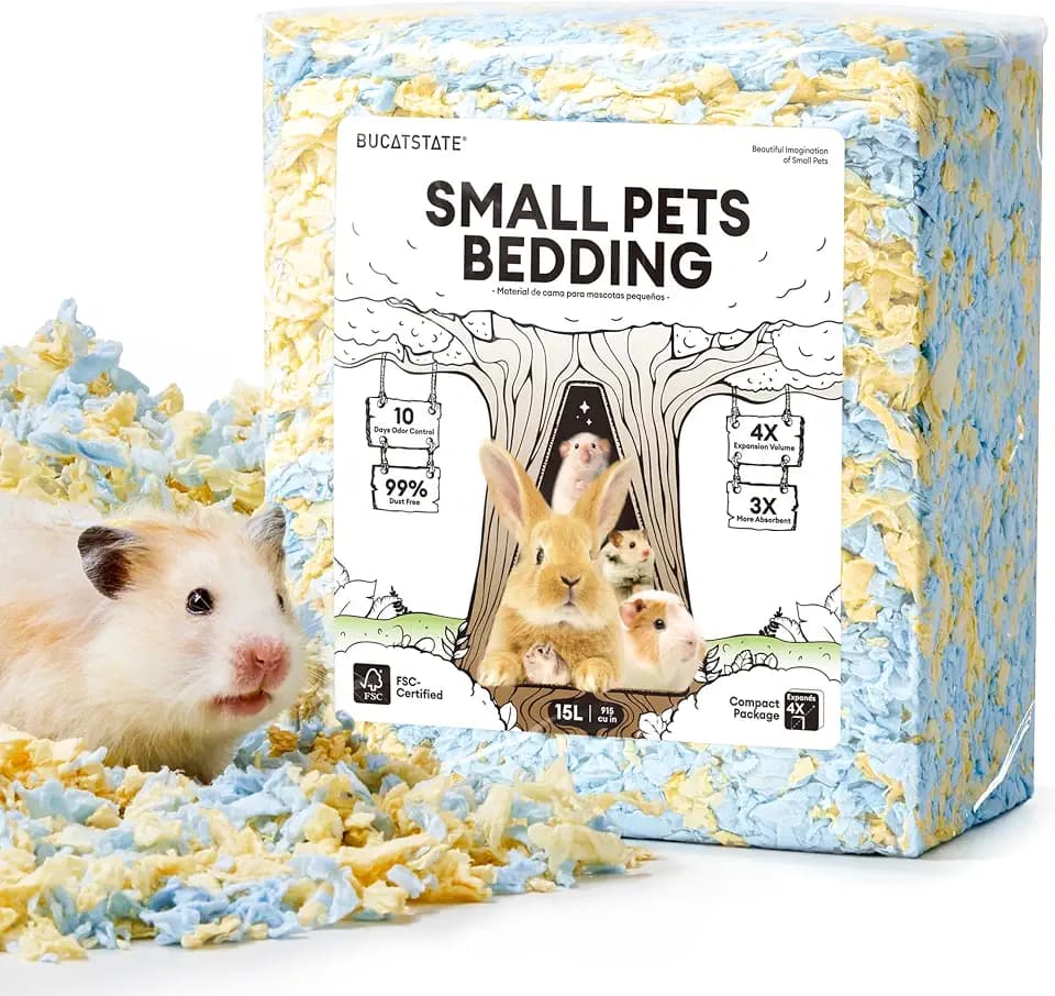 BUCATSTATE Hamsterstreu 15L, Wirklich zu 99,9% Staubfreie Papier-Einstreu für Nager mit Geruchskontrolle, Kleintierstreu Zwerghamster Streu für Mäuse, Rennmäuse, Ratten (Strandtag)