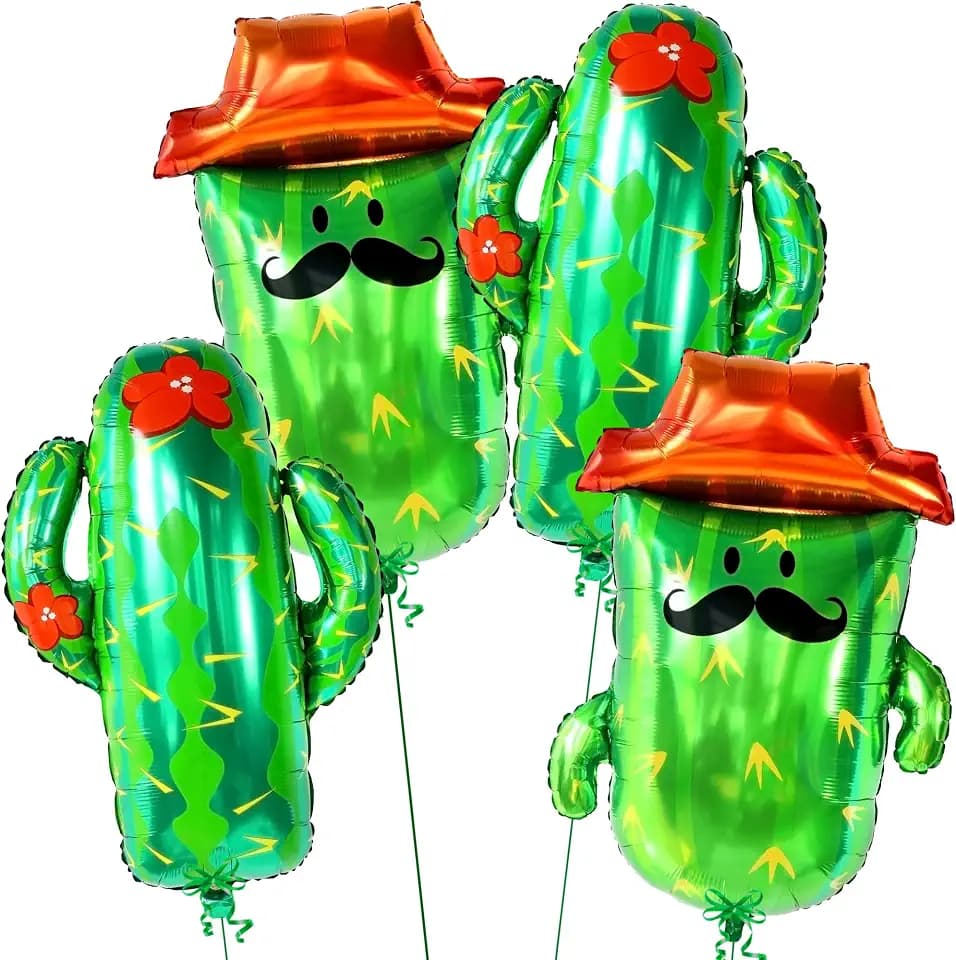 KatchOn Cactus Balloons for Cactus Party Decorations 32 Inch, Pack of 4