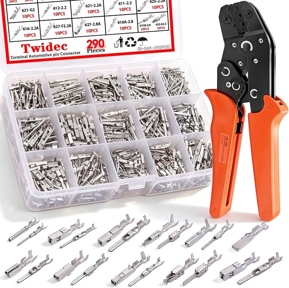 Twidec/290Pcs 21Type Pin Connector Kit and Terminal Pins with Crimping Tool