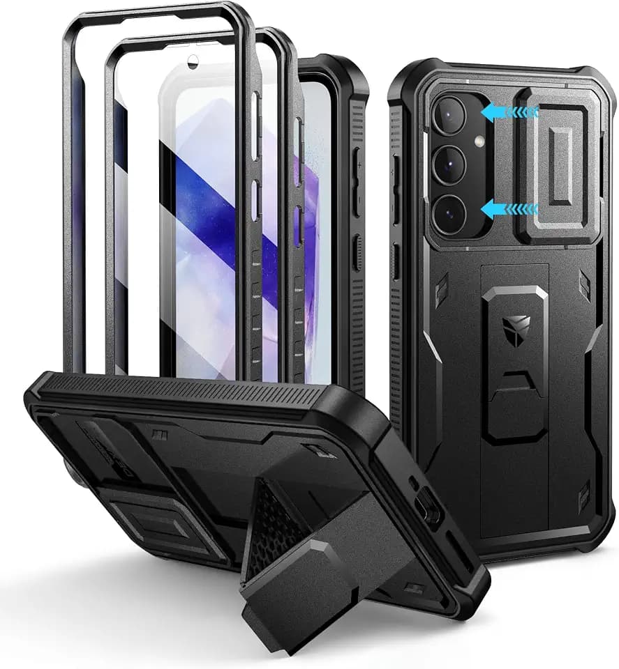 Dexnor for Samsung Galaxy A35 5G Case with Slide Camera Cover, Black