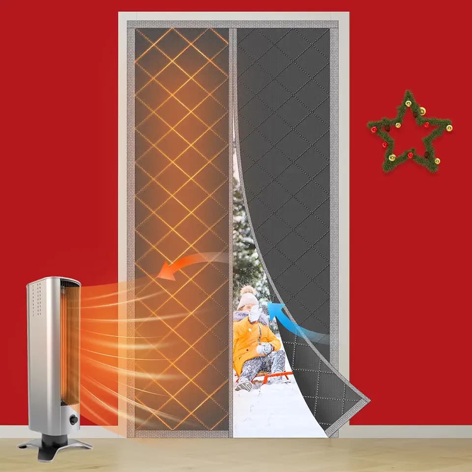 NABOWAN Magnetic Thermal Insulated Door Curtain for Winter - Fits Door Size 32" x 80", Keeps the Heat Inside the Area, Thicken Oxford Fabric & Multi-Layer Cotton, Screen Door Insulation Blanket Cover
