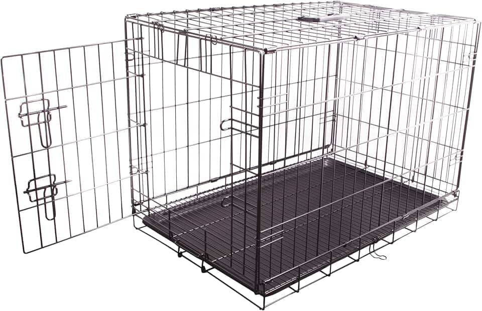 Robuste, Faltbare Hundebox aus Metalldraht mit Tablett, Einzeltür, 76,2 x 48,3 x 53,3 cm, Schwarz