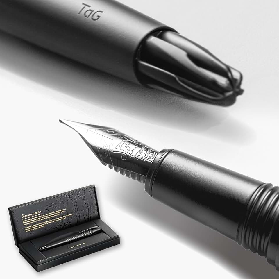TAG Submarine Luxury Fountain Pen – TurbineDriven Refill, Gold-Plated Medium Nib, Elegant Writing Gift for Men & Women, Designed by Award-Winning Team