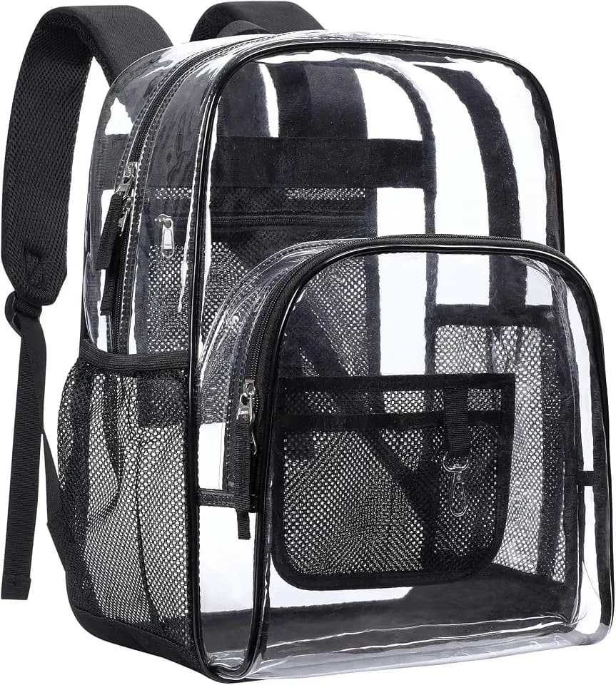 PACKISM Clear Backpack for School - 17 inch Heavy Duty Clear Bookbag