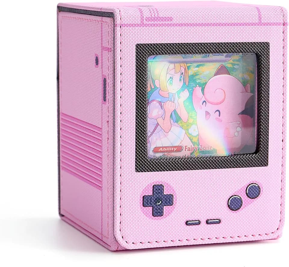 Venssu Retro Gaming Console Appearance Deck Box for MTG Commander (Pink)