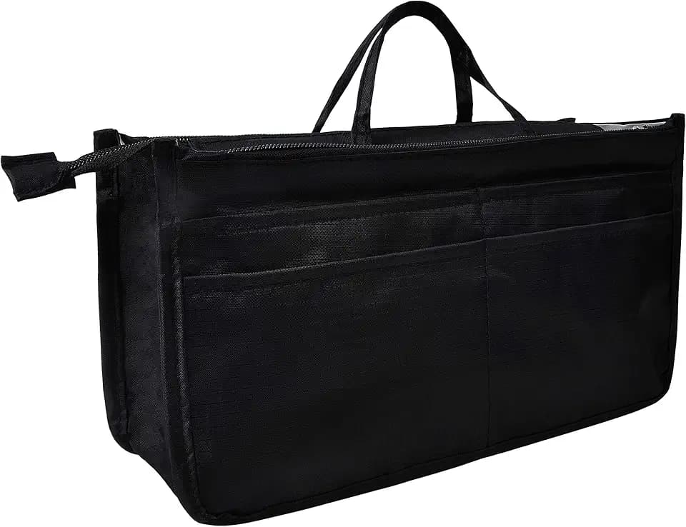 Vercord Patterned Purse Handbag Tote Pocketbook Bag Organizer Insert with Zipper Handle for Women Large Black