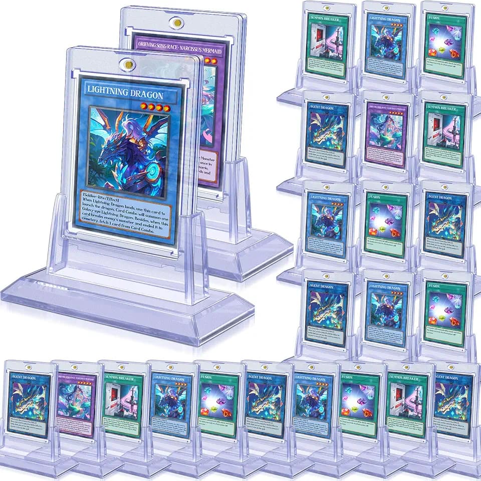 24ct Magnetic Card Holders for Trading Cards，35pt Acrylic Baseball Card Holders with 24 Card Stands Card Protector Hard Plastic Fit for MTG and Sport Cards (24)
