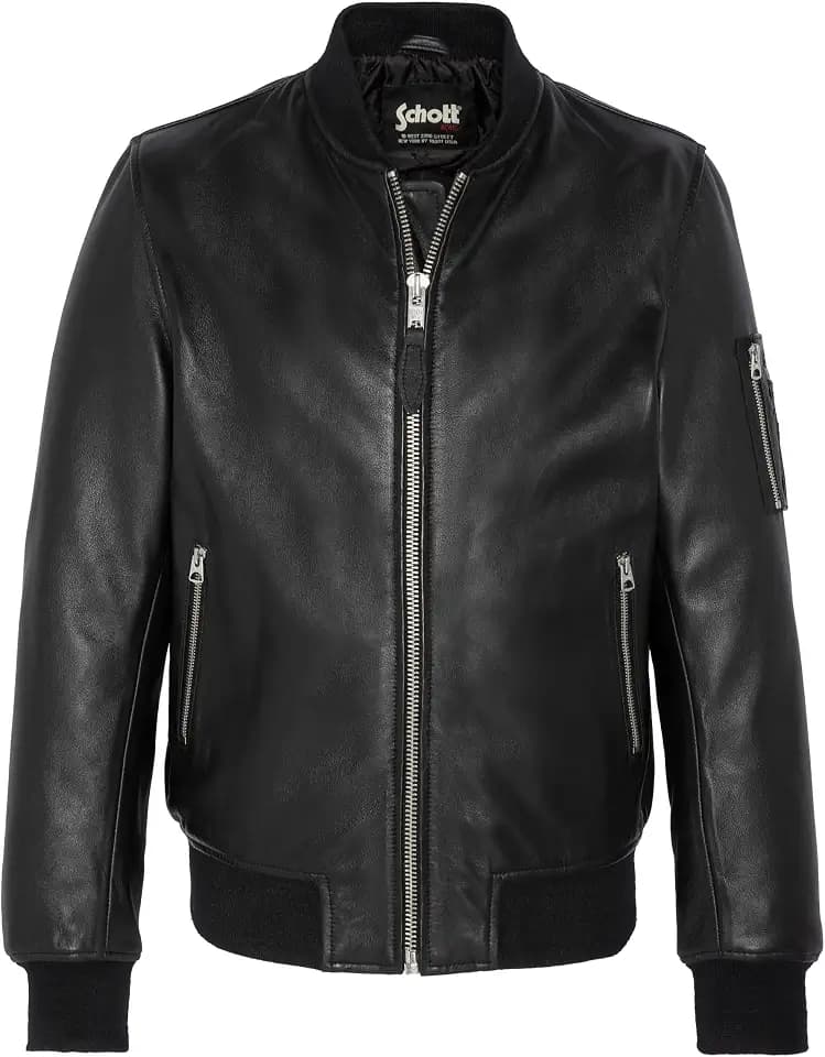 SCHOTT NYC LCBOMBERS Herren Lederbomber, Schwarz