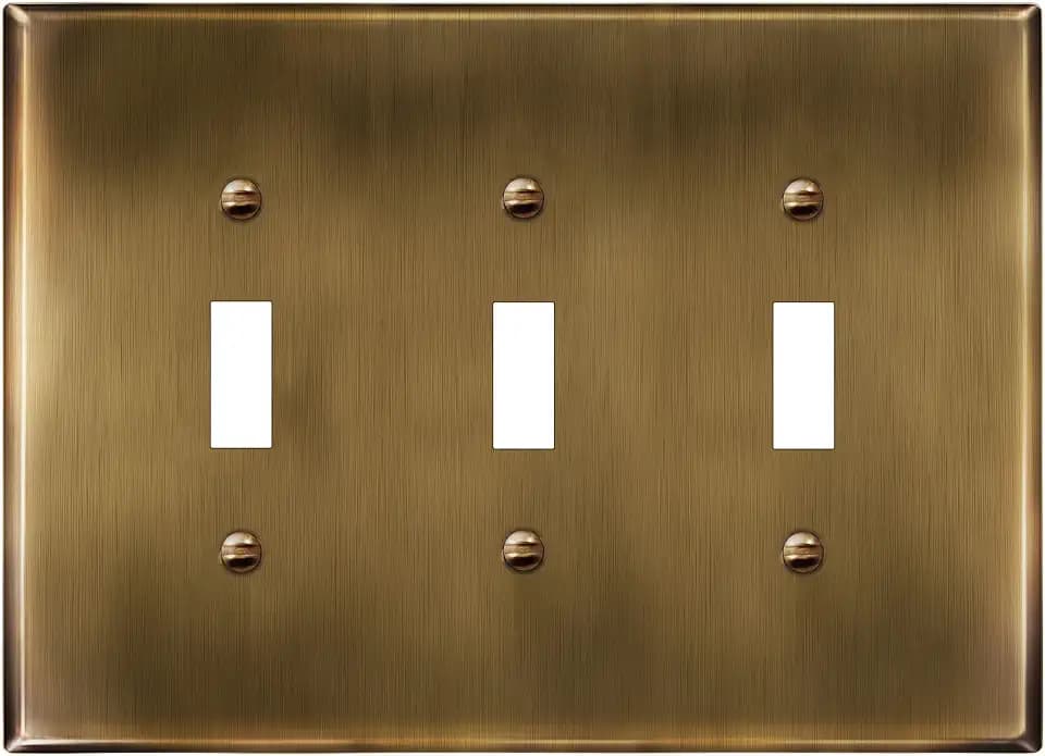 LIDER Toggle Light Switch Metal Wall Plate, Switch Cover, Mid-Size 3-Gang