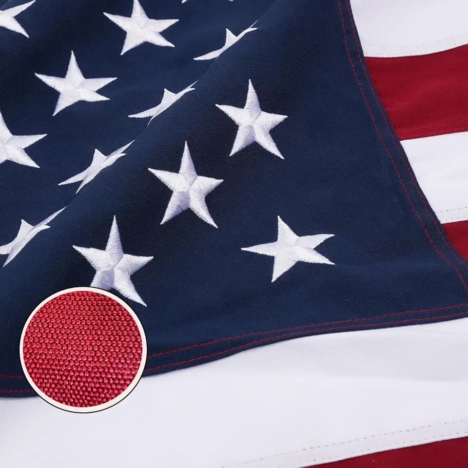 SYII Cotton American Flag 4x6 FT, TearProof American Flags for Outside, Embroidered American Flag Outdoor Heavy Duty, All Weather High Wind Cotton USA Flags, with Brass Grommets