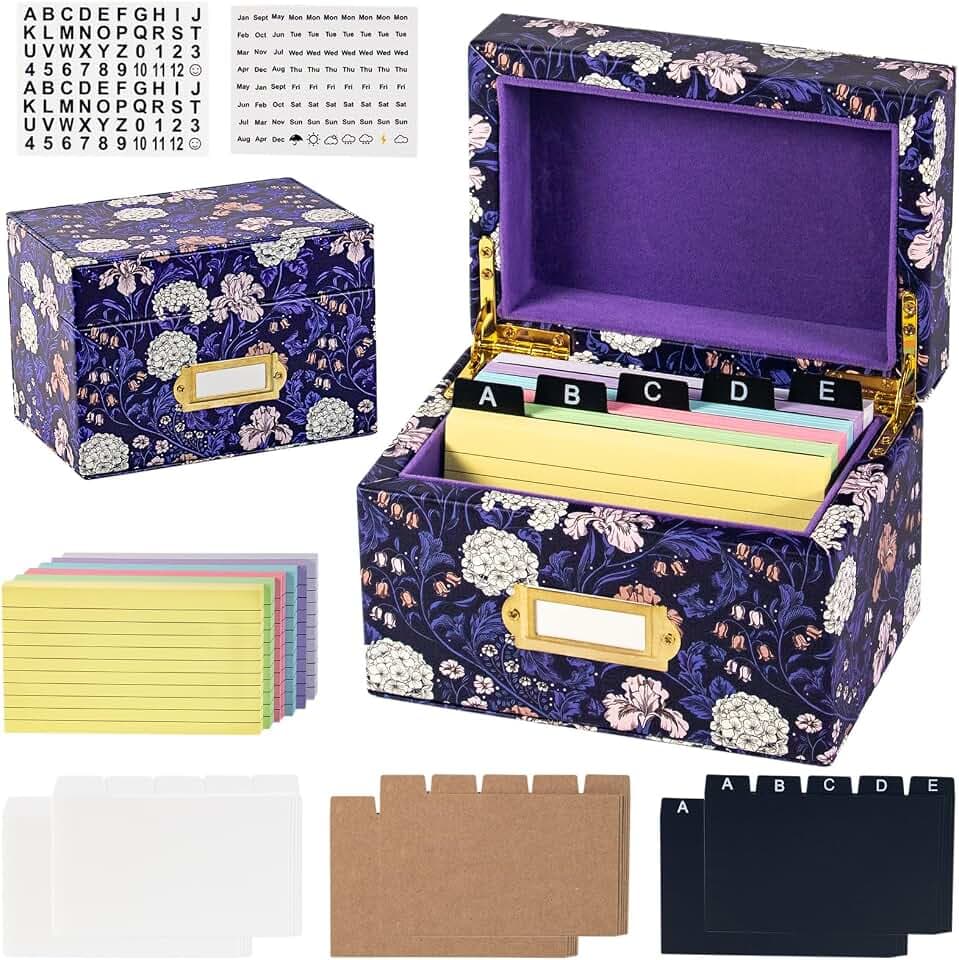 3x5 Index Card Holder Leather Organizer Box Recipe Card Holder Box