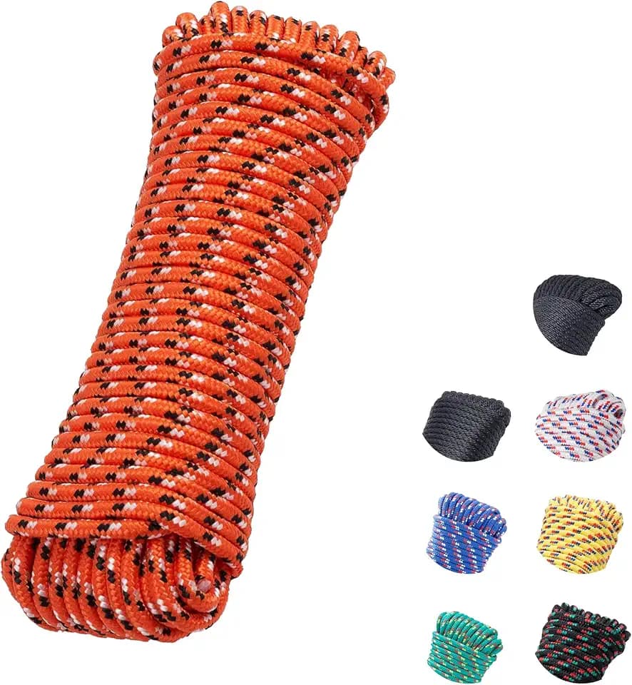 3/8 Inch 100 ft Diamond Braided Polypropylene Rope, Orange