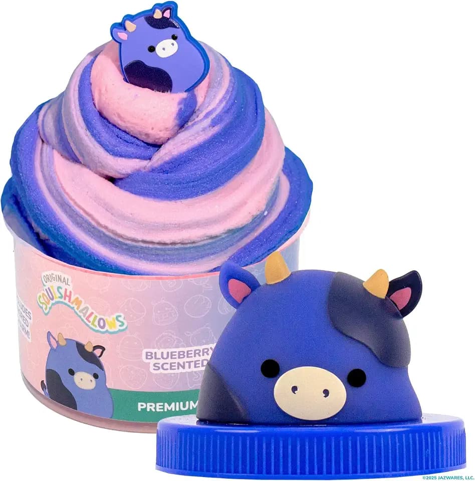 Original Squishmallows Scented Slime Jar, Blueberry, Ingrid the Cow