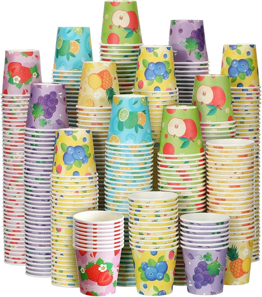 Skyley 600 Pcs 3 oz Bathroom Paper Cups for Kids, Fruit Style