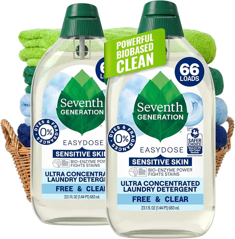Seventh Generation EasyDose Detergent, Free & Clear, 23 oz, Pack of 2