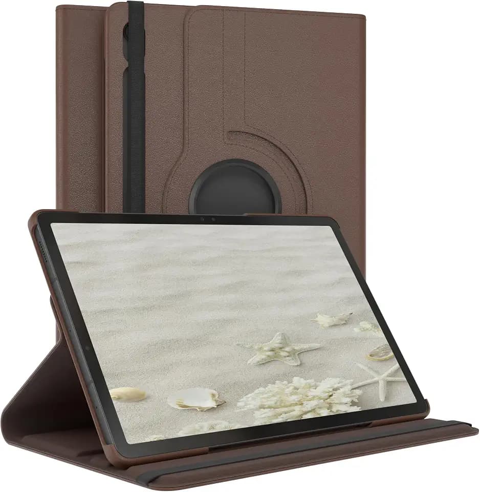 EAZY CASE - Tablet Hülle für Samsung Galaxy Tab S9 FE Schutzhülle 10.9 Zoll Smart Cover Tablet Case Rotationcase zum Aufstellen Klapphülle 360° drehbar mit Standfunktion Tasche Kunstleder Braun