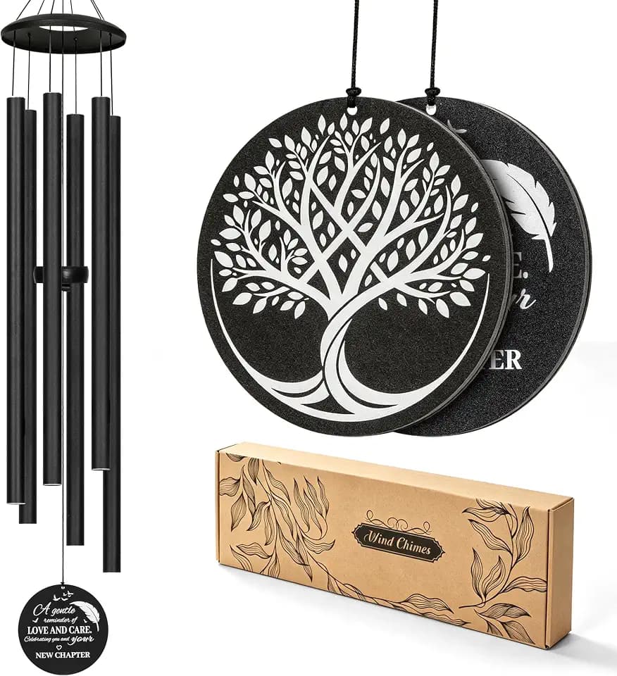 45 Inch Deep Tone Wind Chimes for Outside, Black