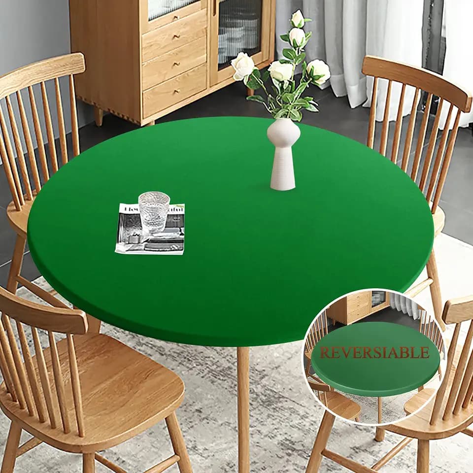 Obstal Fitted Round Table Cloth, Fits Round Tablecloth for 30-36", Green
