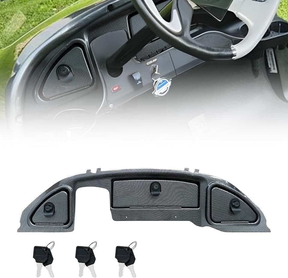 Golf Cart Dash Kit with Locks and Keys for 2008.5-Up Club Car Precedent Tempo Onward Golf Cart, Carbon Fiber Printing Precedent Dash Cover