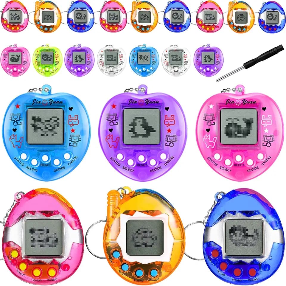 24 Pack Heart Shaped Virtual Pet Keychains, Retro Electronic Hand Games