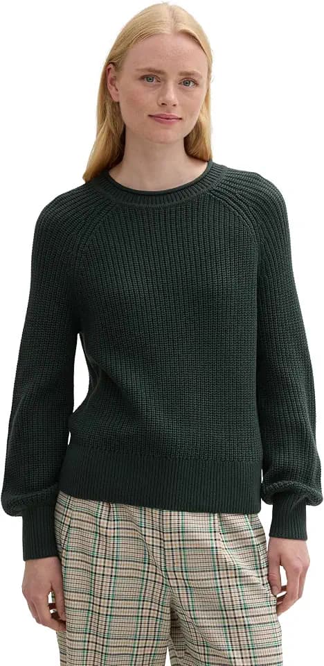 TOM TAILOR Denim Damen Strickpullover mit leichten Ballonärmeln