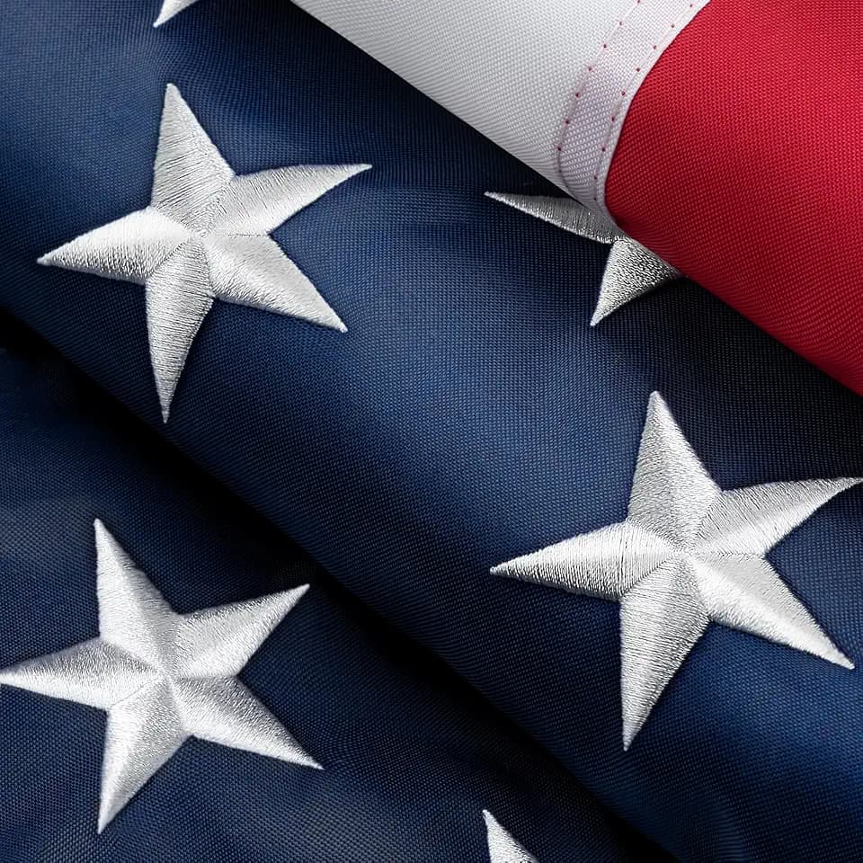 MVPRING American Flag 6x10 Ft for Outside, Heavy Duty Large Nylon US Flags for Outdoor High Wind, Fade Resistant Waterproof USA Flag with Big Embroidered Stars, Sewn Stripes, 3 Brass Grommets