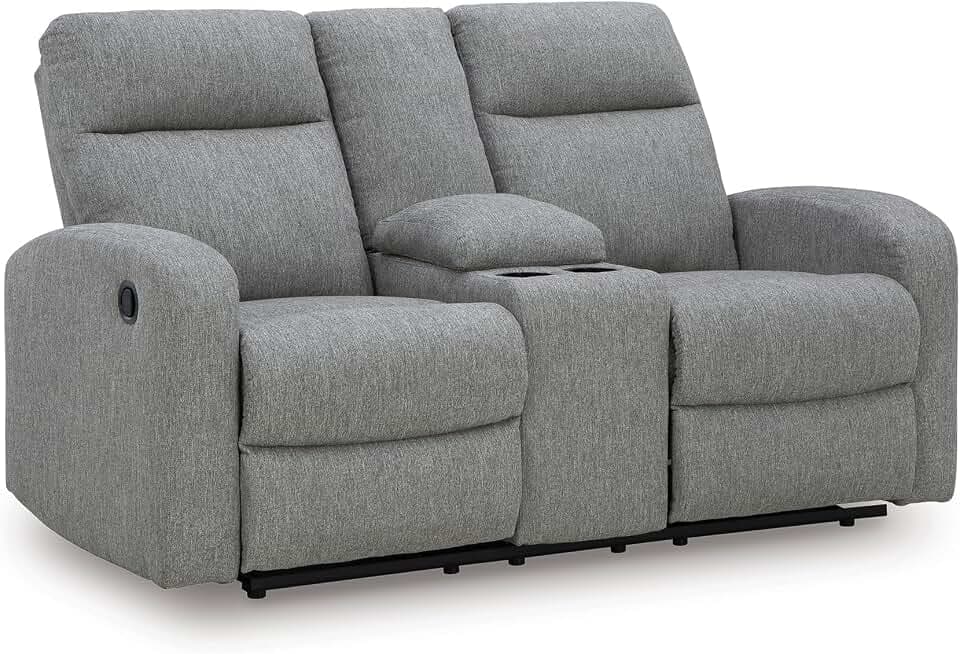 Signature Design by Ashley Reclining Loveseat Sofa Couch with Console