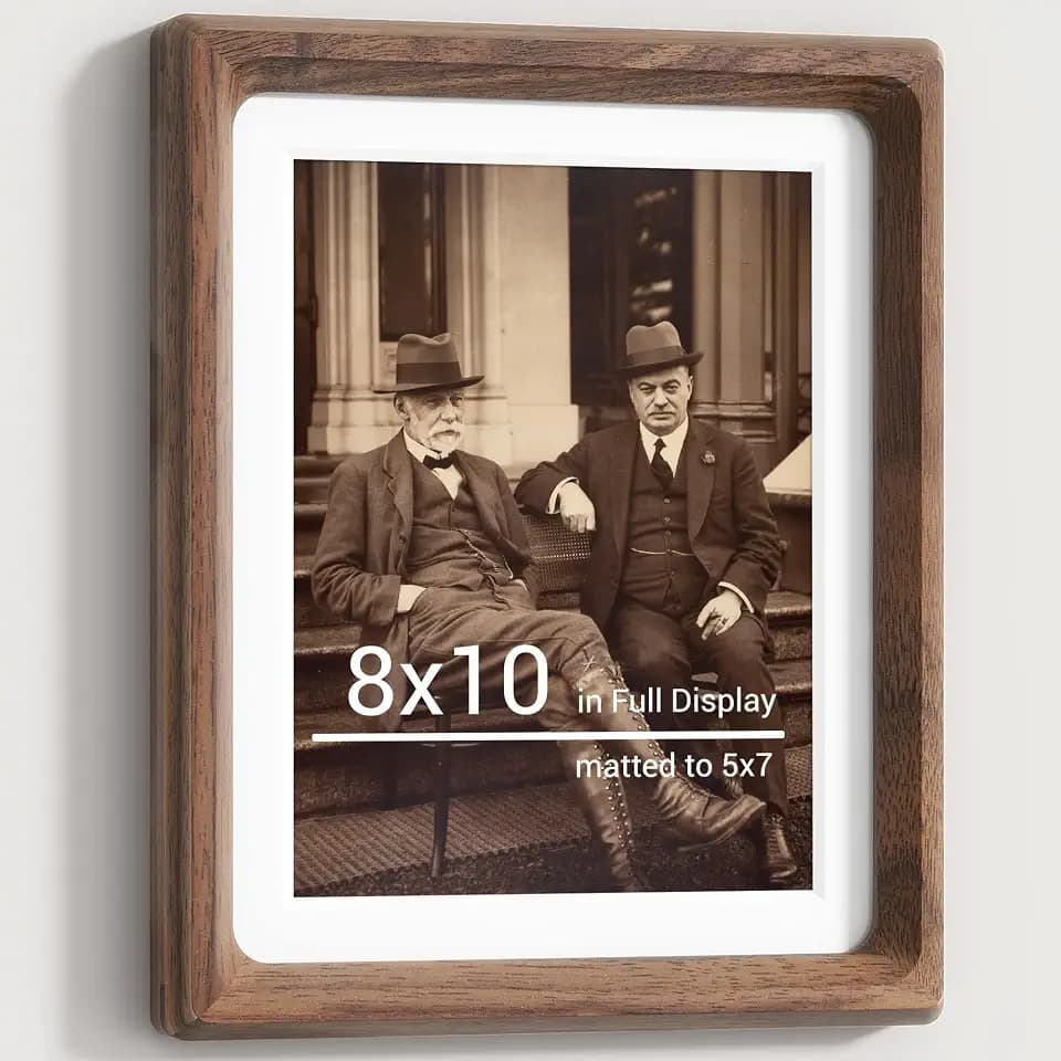 Heimlove 8x10 Picture Frames Natural Walnut,Original Wood Hand Make Crafted Photo Frame with Mat to 5x7 Graduation Picture Display,Family Picture,Wedding Picture Tabletop & Wall Decoration