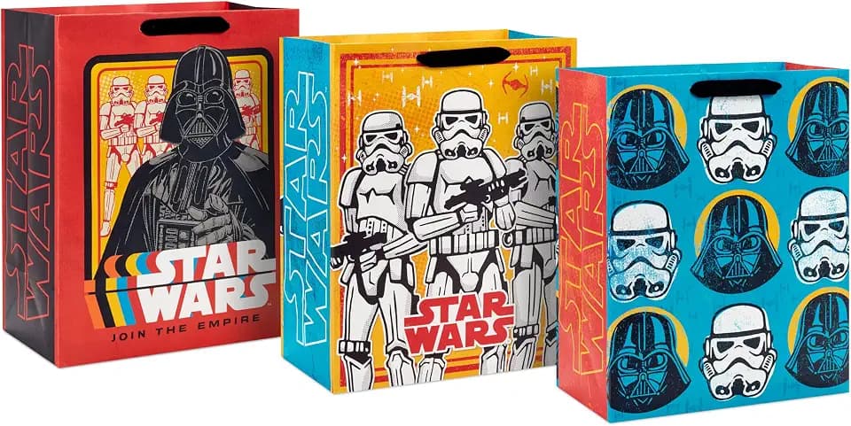 Hallmark Star Wars 13" Large Gift Bags (3 Bags: Darth Vadar and Storm Troopers) for Birthdays, Christmas, Holidays