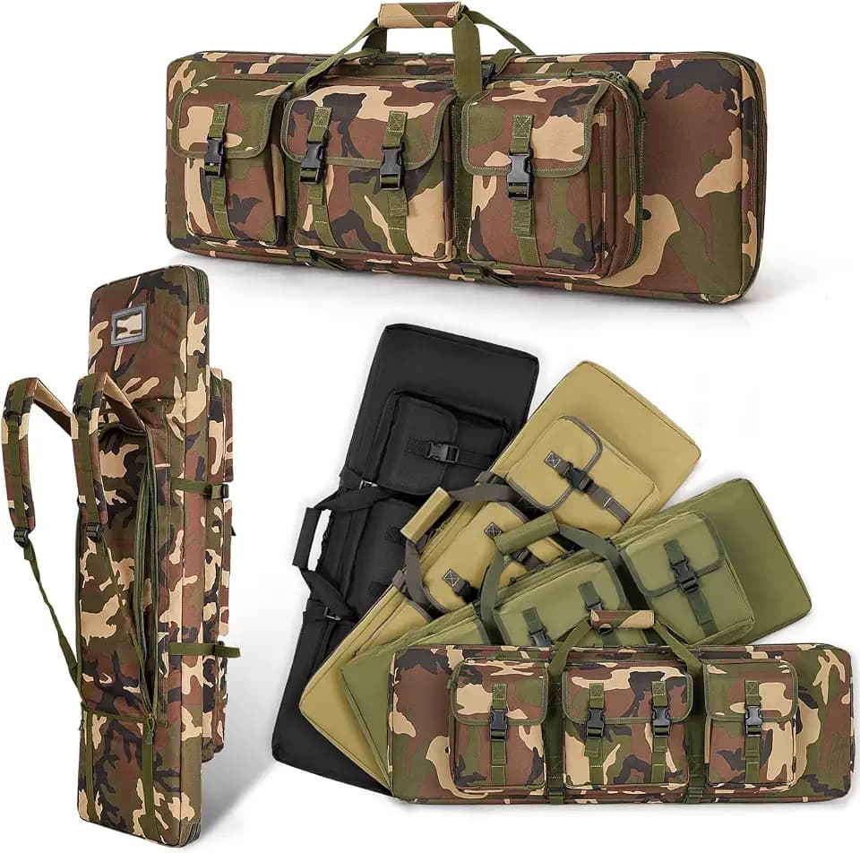 DULCE DOM 32/36/42/48/52" Double Rifle Case Soft Gun Bag w/Pistol Storage