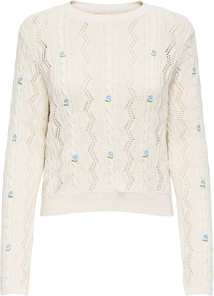 ONLY Damen Onlrita Life Ls Embr Cable KNT Nca
