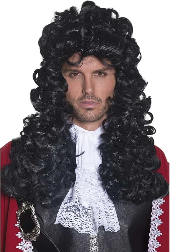 Smiffys Piratenkapitän Perücke, Schwarz, Lang und lockig Halloween