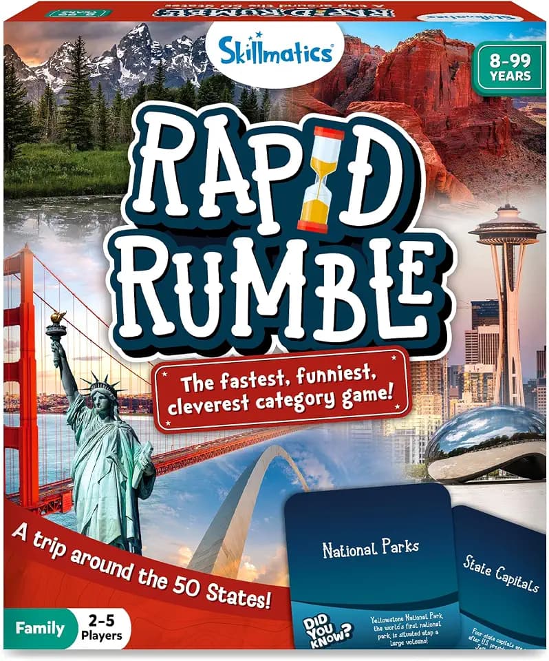 Skillmatics Rapid Rumble – A Trip Around The 50 States Board Game for Kids
