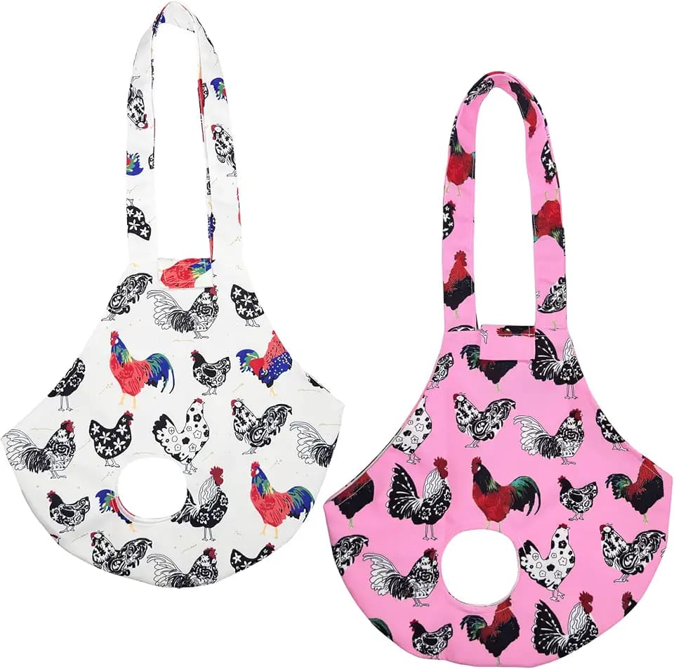 2 Pack Chicken Holder Bag, 13.5×13.5 Inch Waterproof Chicken Sling Carrier with Handle, Portable Rooster Hen Transport Bag for Travel Hiking Driving Farm Use, Multiple Print Patterns Optional