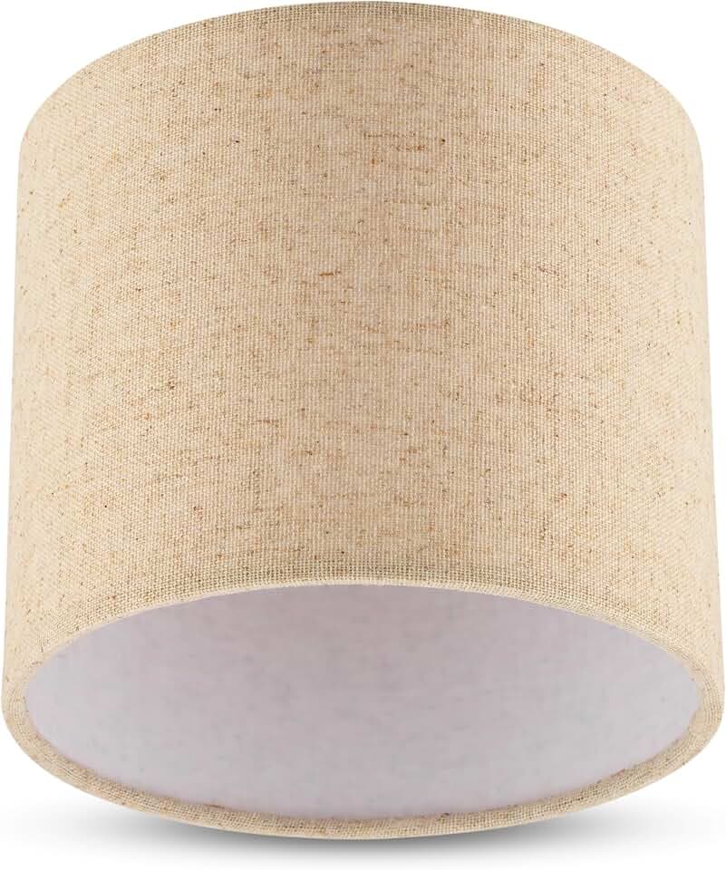 REV Lampenschirm rund im modernen Look - hochwertiges Leinen, 14cm Durchmesser - Ersatzlampenschirm für Hängelampe & Tischleuchte, E27 Fassung, Taupe