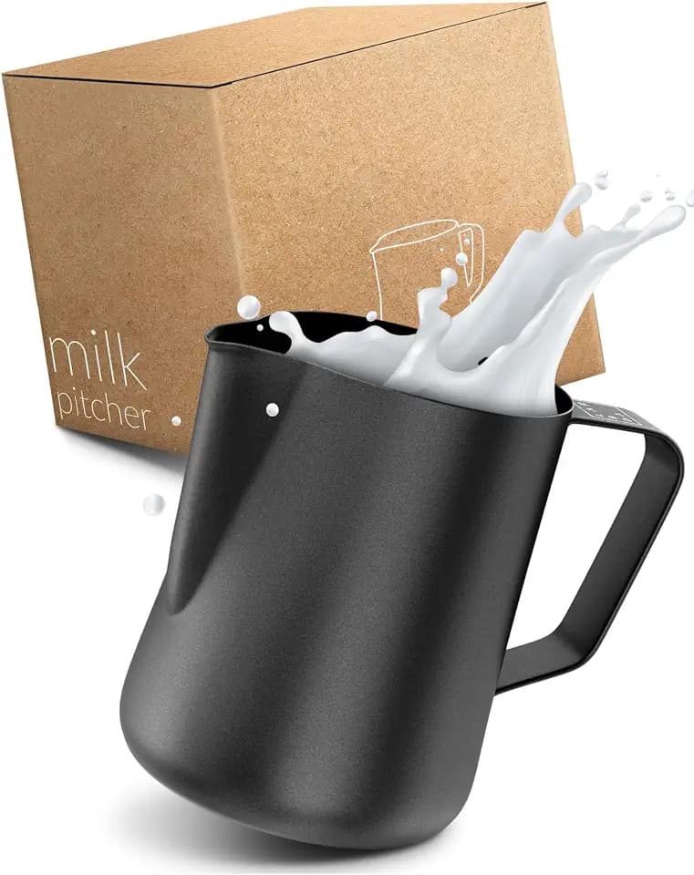 Lambda Coffee Barista Milchkännchen Edelstahl 350ml Farbe anthrazit I Milchschaumkännchen Milchkanne | Siebträger Zubehör | milk frother
