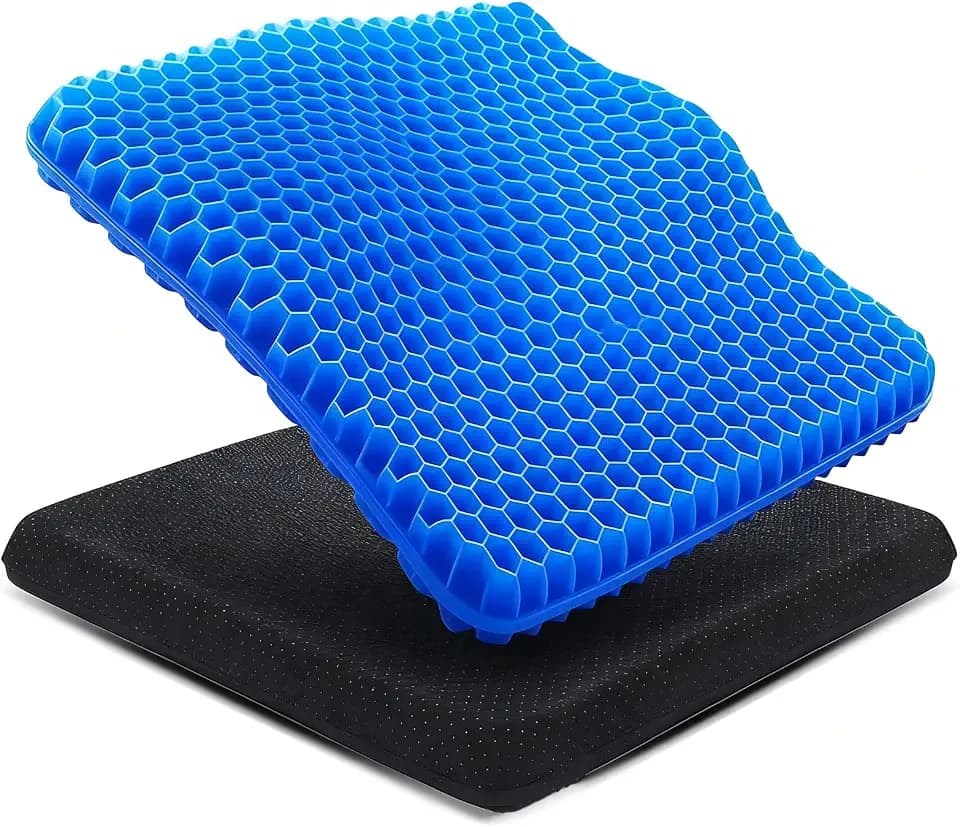 VEADONS Jumbo Gel Seat Cushion for Long Sitting, 20x20x1.9 inch Thick Honeycomb Wheelchair Cushion for Hip & Back Pain Relief, Breathable Non-Slip Chair Pad for Office, Car & Recliner