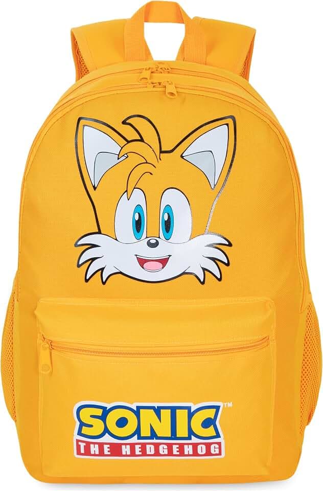 Get Trend Sonic The Hedgehog Schulrucksack Jungen, 46cm, Verstellbarer Reisetasche, Gepolsterte Gross Schulranzen Kinder Ausflug, Sport, Einschulung Geschenk (Gelb)